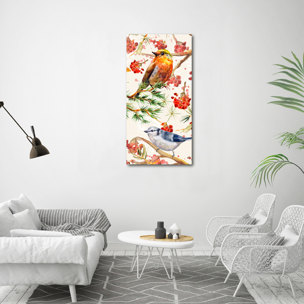 Tableau imprimé sur toile Oiseaux et fleurs