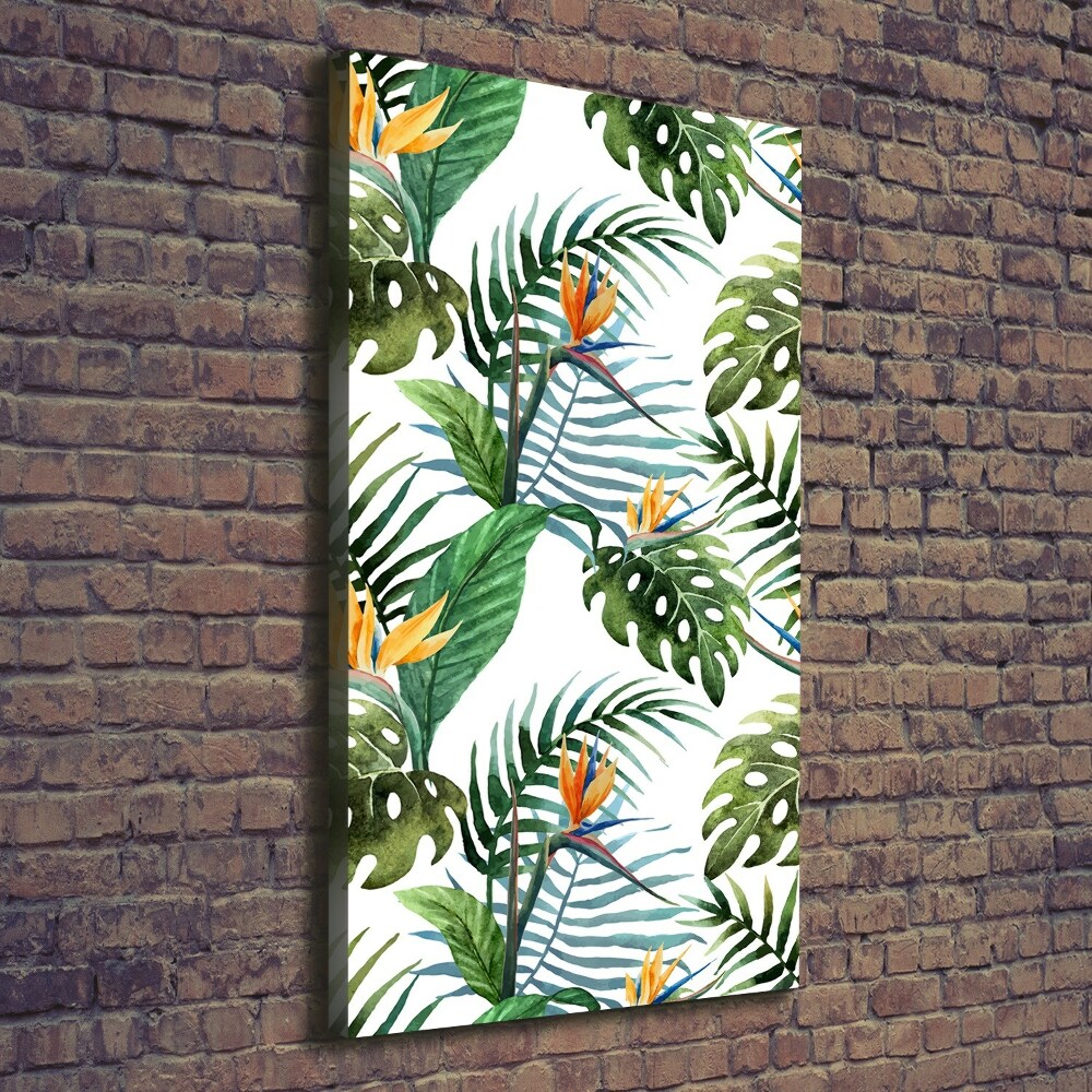 Tableau photo sur toile Feuilles tropicales fleurs