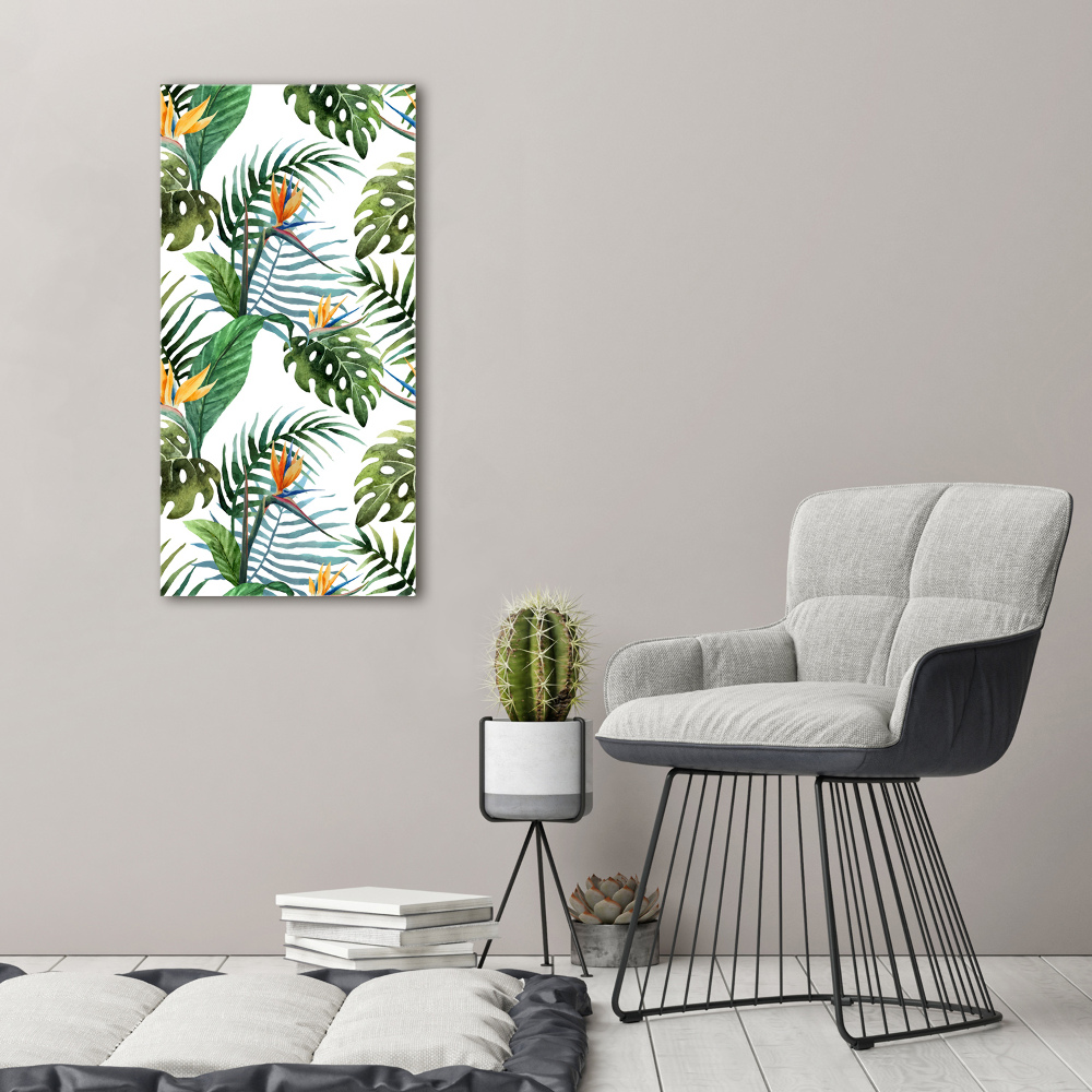 Tableau photo sur toile Feuilles tropicales fleurs