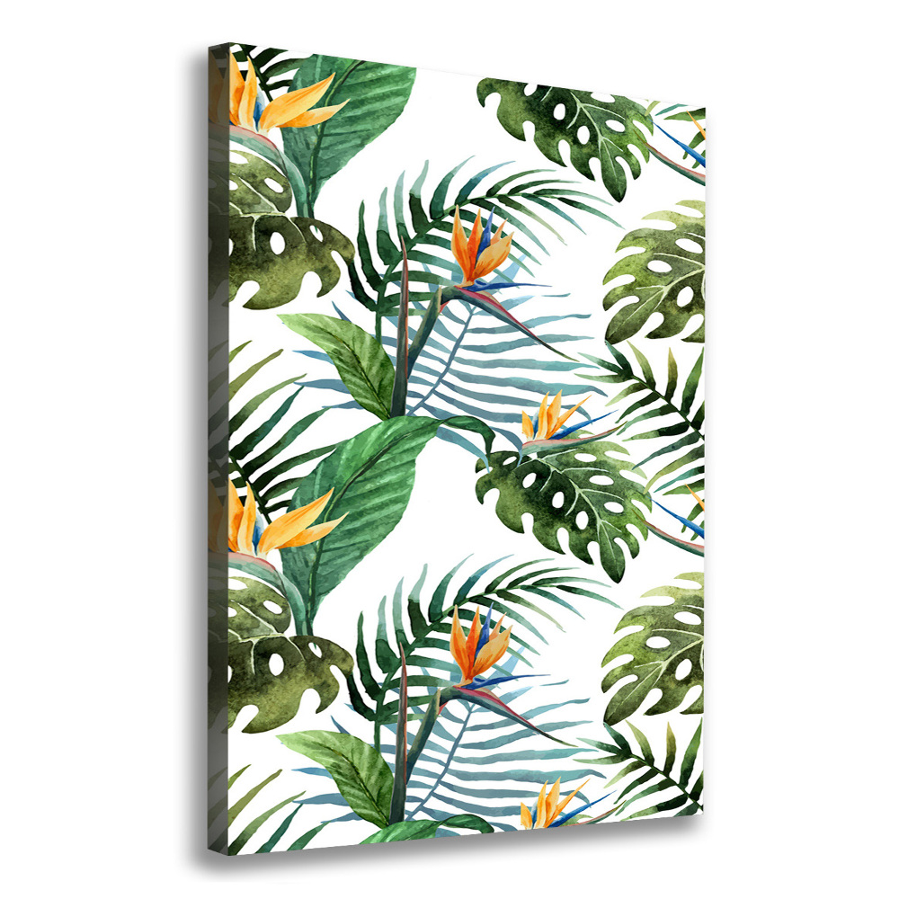 Tableau photo sur toile Feuilles tropicales fleurs