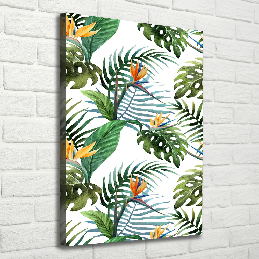 Tableau photo sur toile Feuilles tropicales fleurs