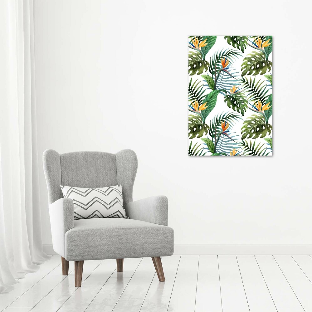 Tableau photo sur toile Feuilles tropicales fleurs