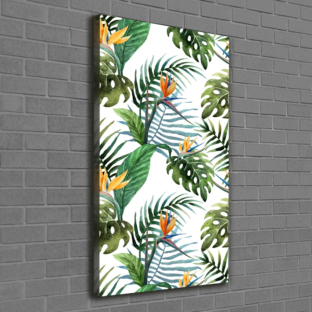 Tableau photo sur toile Feuilles tropicales fleurs