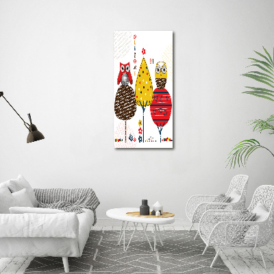 Tableau toile imprimée Hiboux dans les arbres