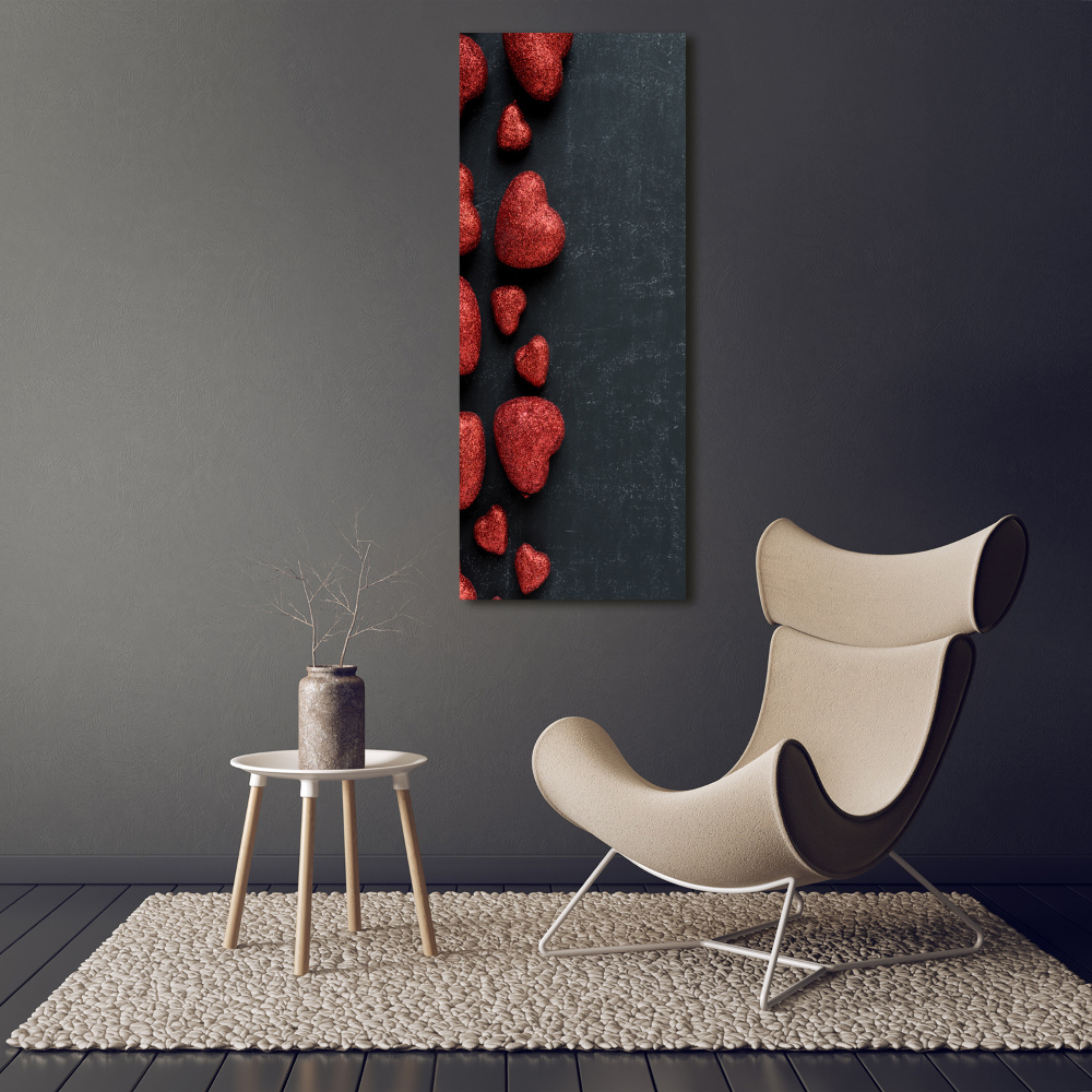 Tableau photo sur toile Coeurs sur un tableau noir