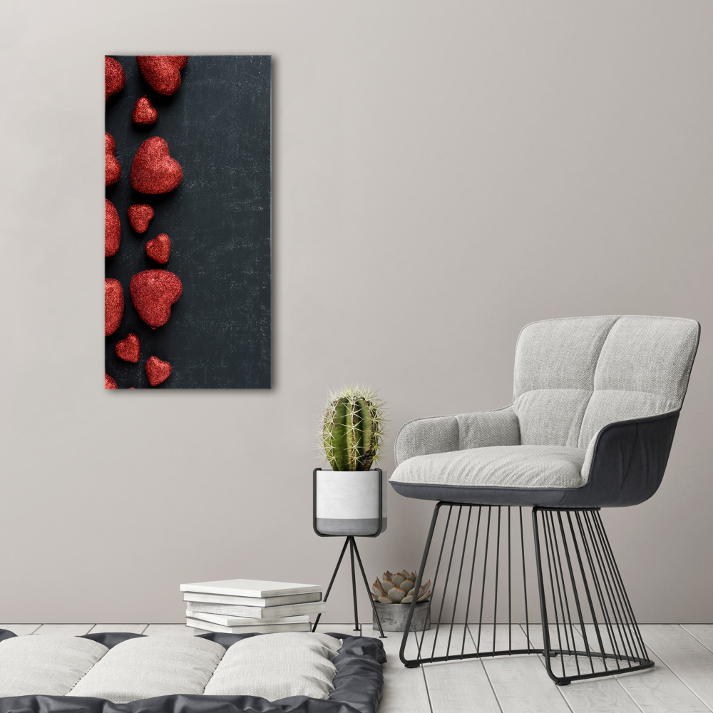 Tableau photo sur toile Coeurs sur un tableau noir