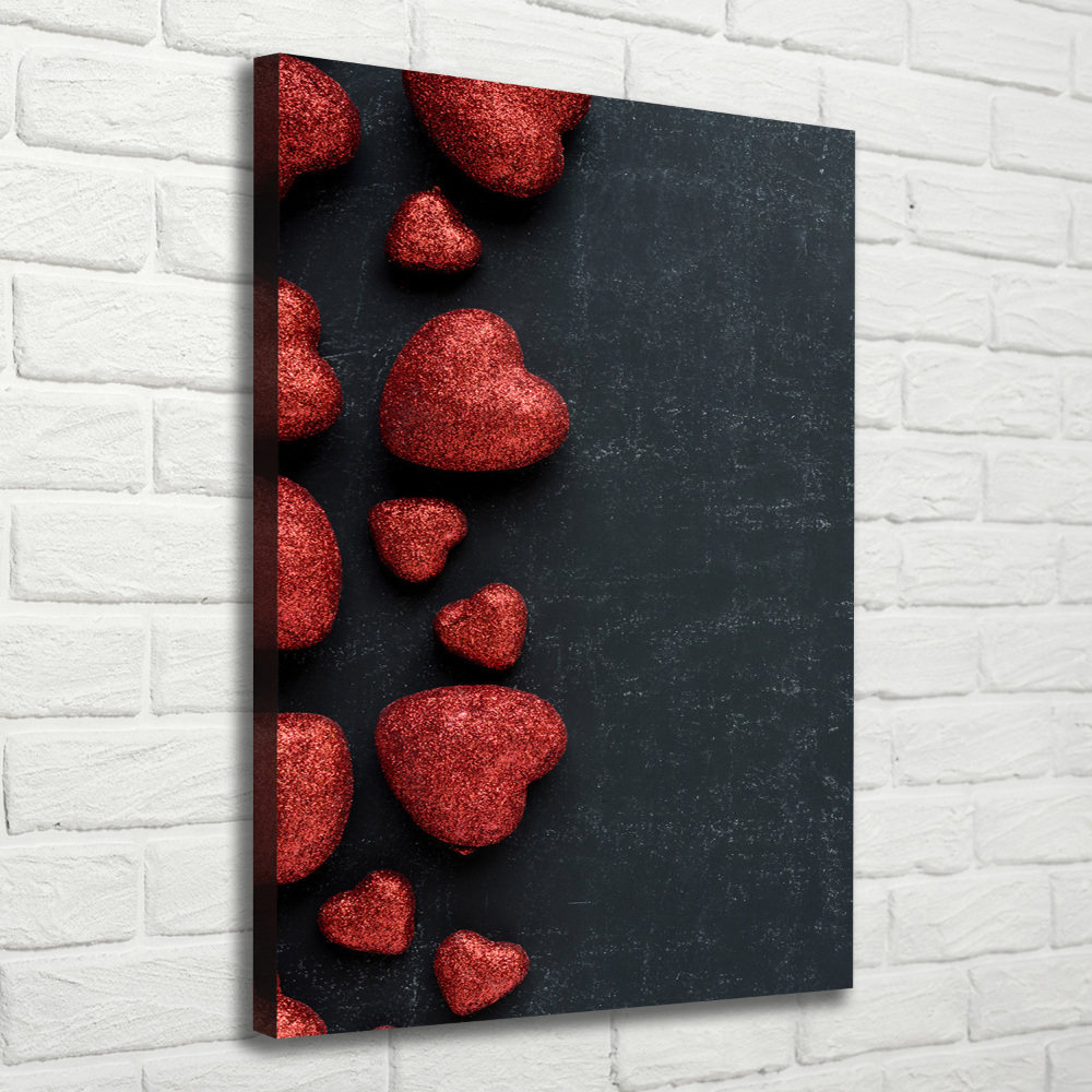 Tableau photo sur toile Coeurs sur un tableau noir