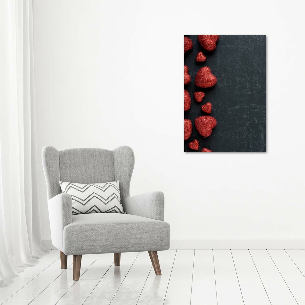 Tableau photo sur toile Coeurs sur un tableau noir