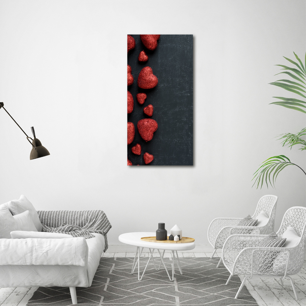 Tableau photo sur toile Coeurs sur un tableau noir