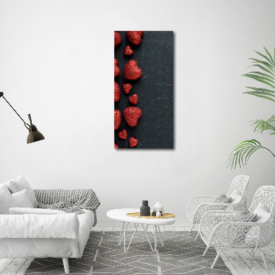 Tableau photo sur toile Coeurs sur un tableau noir