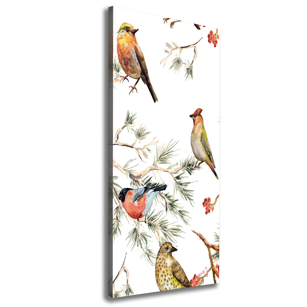 Tableau toile imprimée Oiseaux et conifères