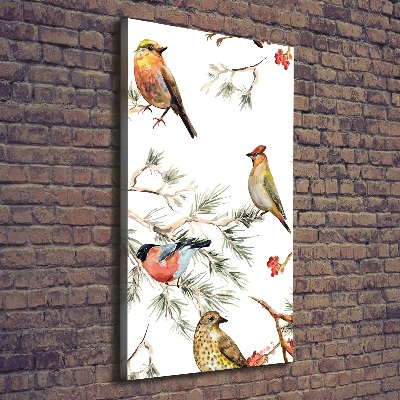 Tableau toile imprimée Oiseaux et conifères