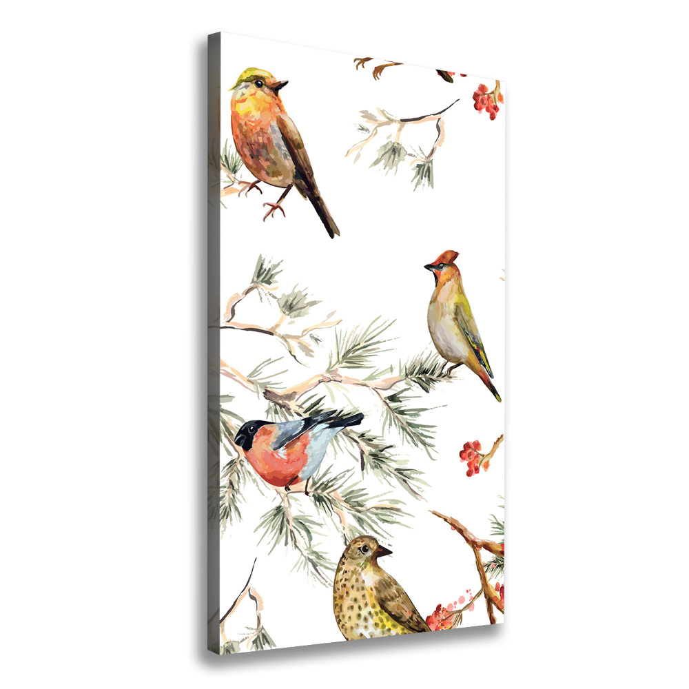 Tableau toile imprimée Oiseaux et conifères