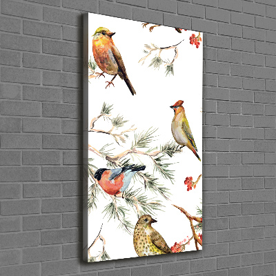 Tableau toile imprimée Oiseaux et conifères