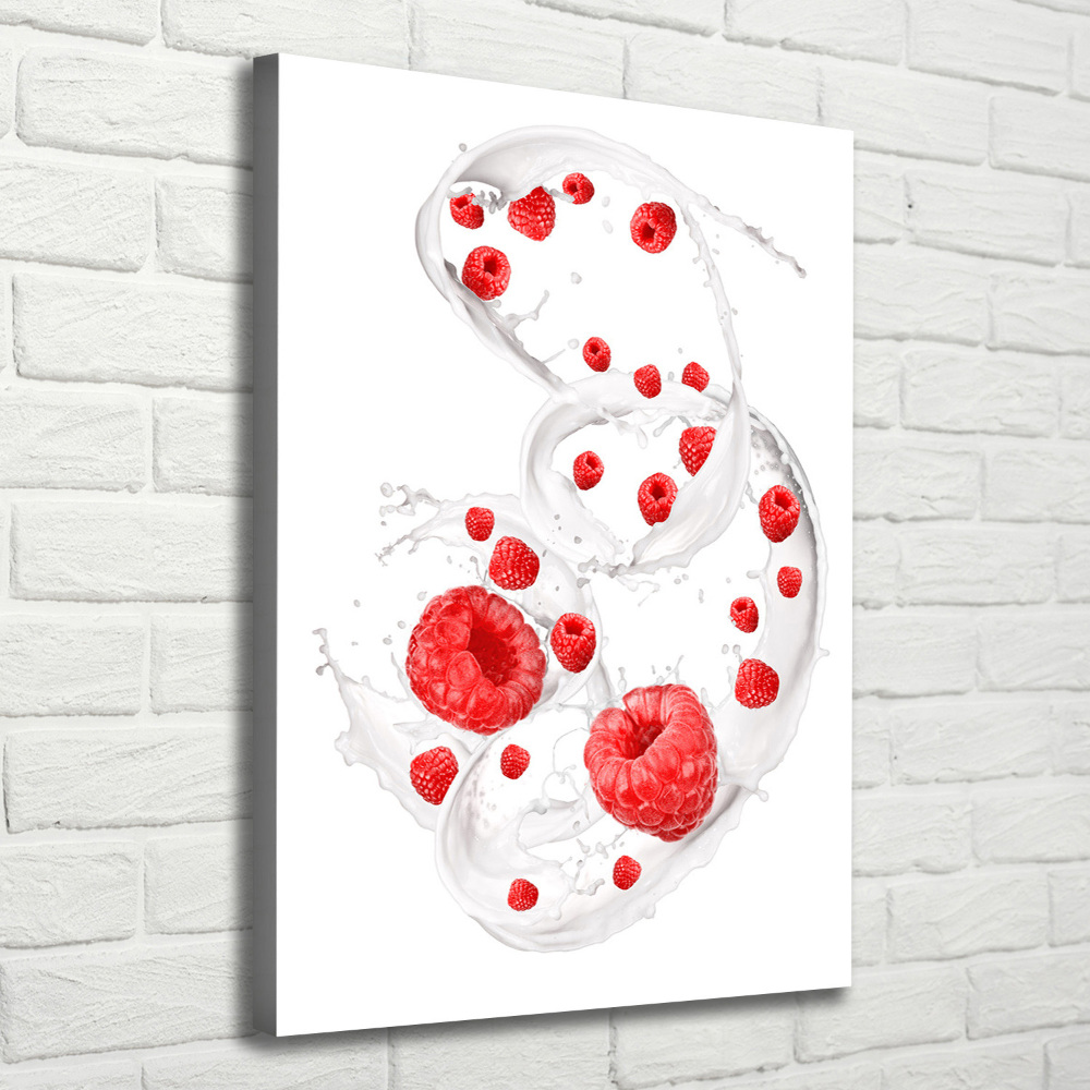 Tableau photo sur toile Lait et framboises