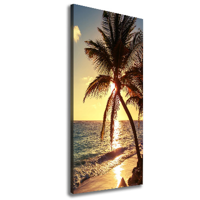 Tableau sur toile Plage tropicale palmiers