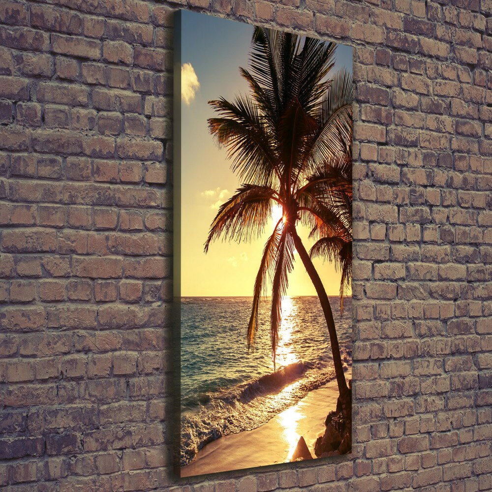 Tableau sur toile Plage tropicale palmiers