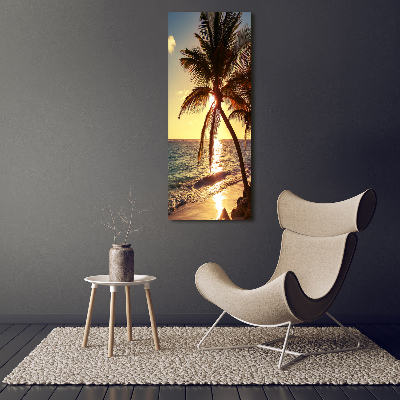 Tableau sur toile Plage tropicale palmiers