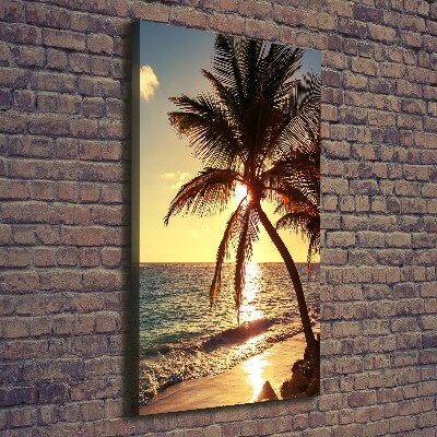 Tableau sur toile Plage tropicale palmiers