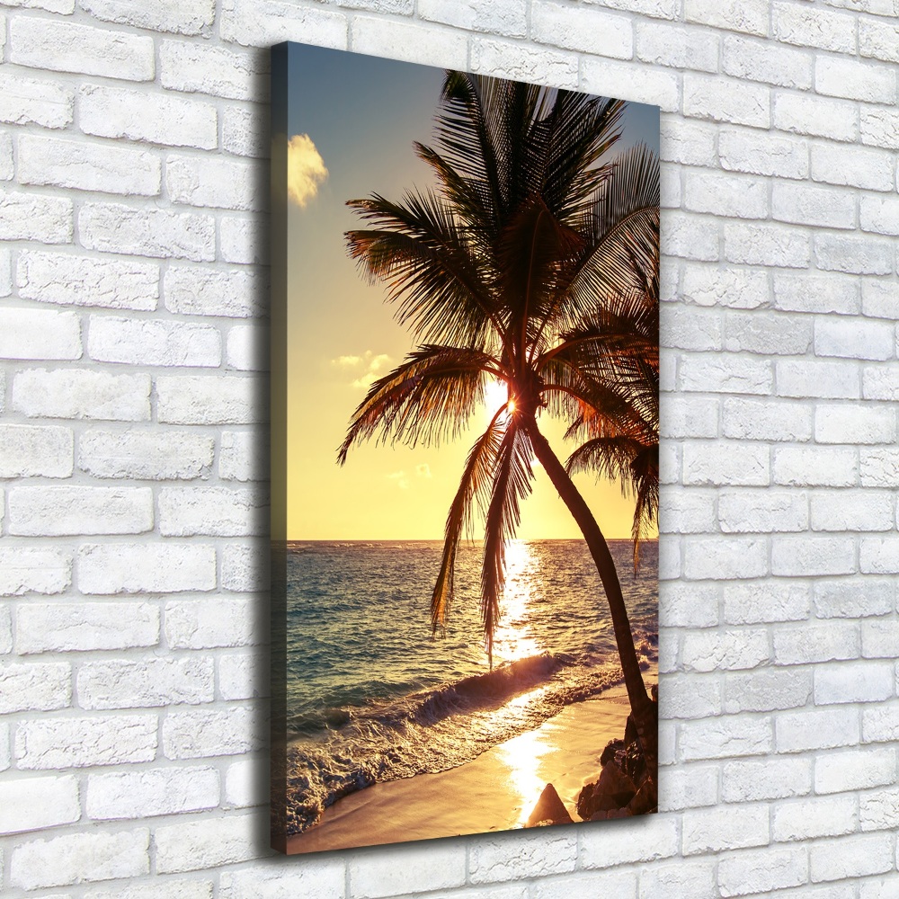 Tableau sur toile Plage tropicale palmiers