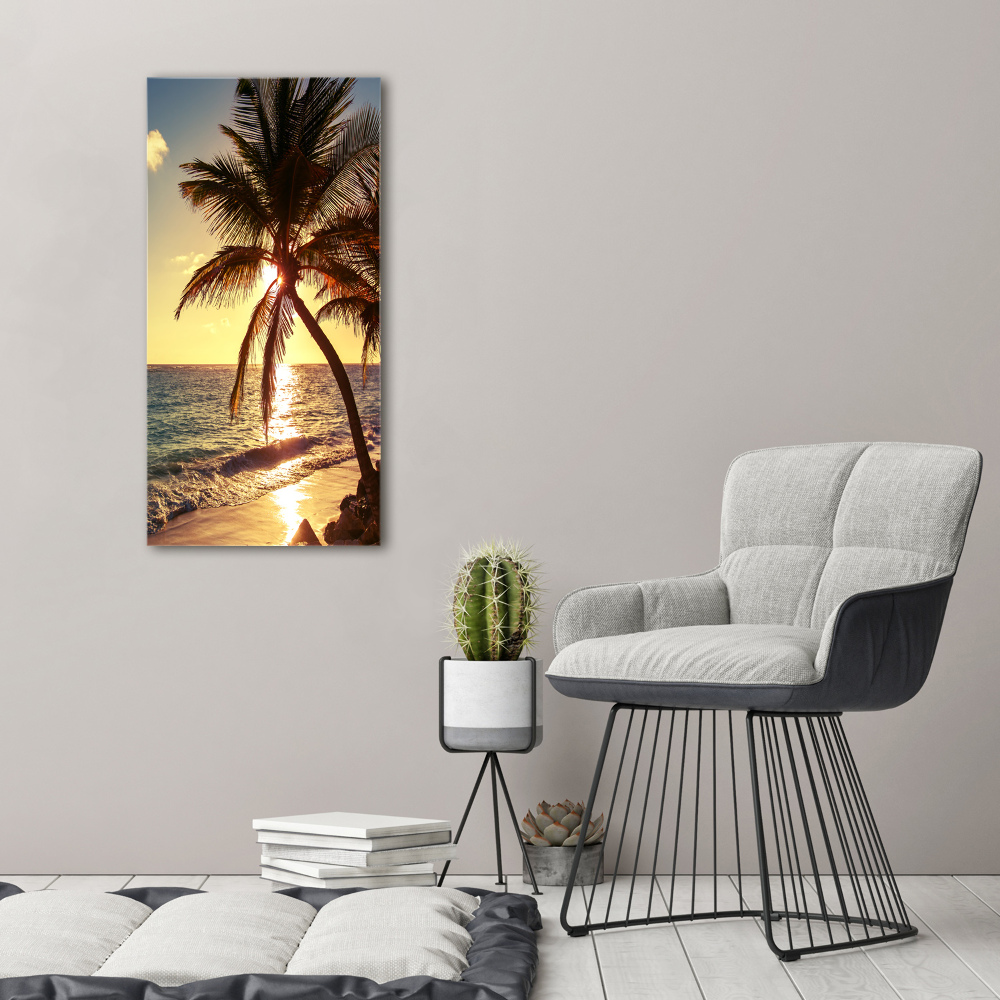 Tableau sur toile Plage tropicale palmiers