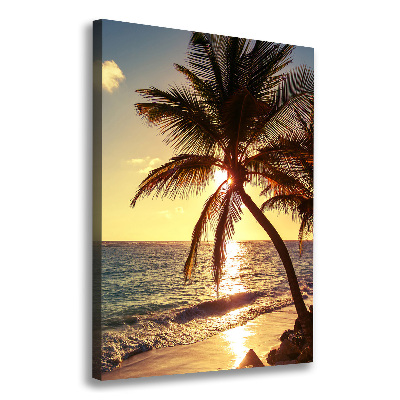 Tableau sur toile Plage tropicale palmiers