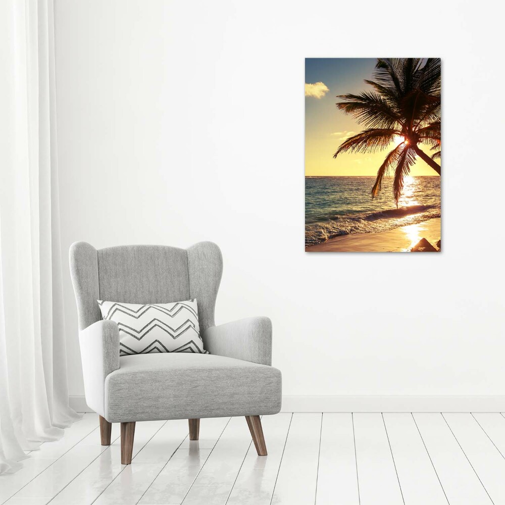 Tableau sur toile Plage tropicale palmiers