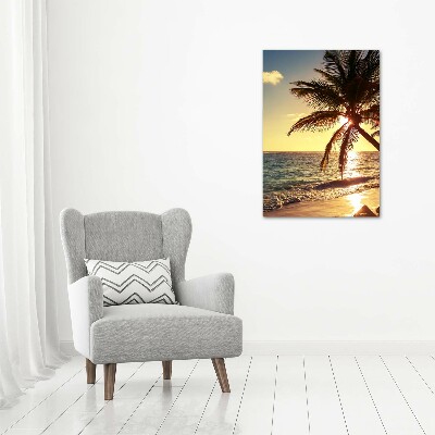 Tableau sur toile Plage tropicale palmiers