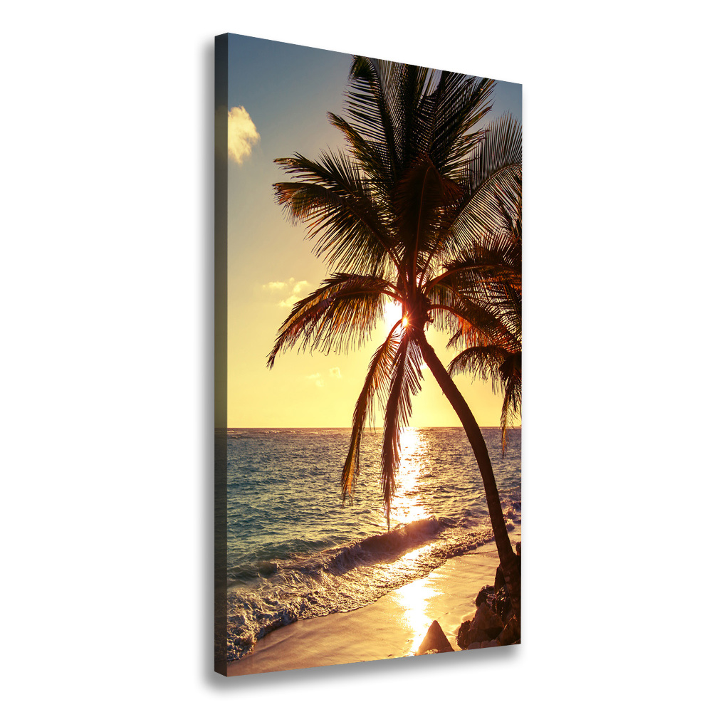 Tableau sur toile Plage tropicale palmiers