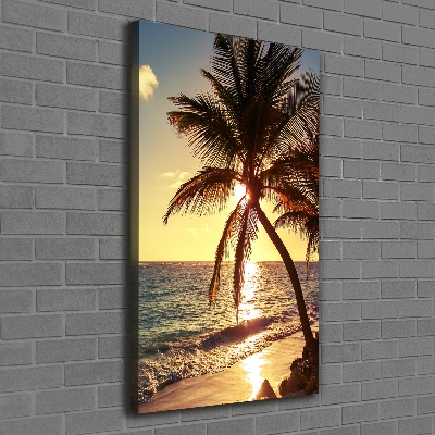 Tableau sur toile Plage tropicale palmiers