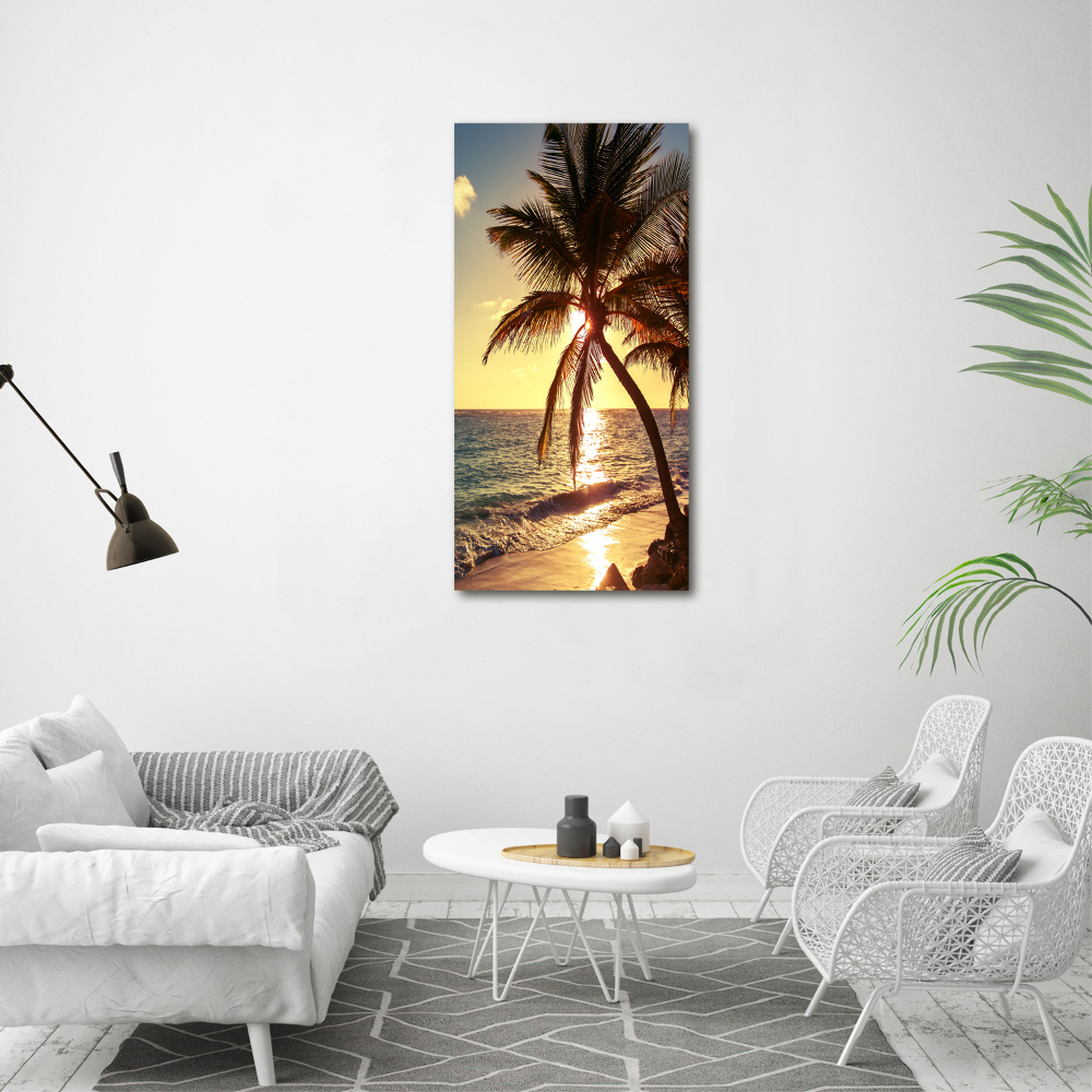 Tableau sur toile Plage tropicale palmiers