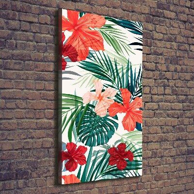 Tableau imprimé sur toile Fleurs hawaïennes roses monstera