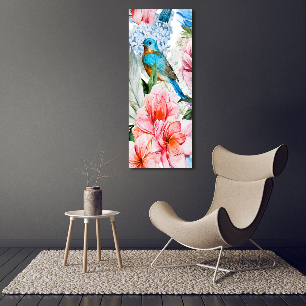 Tableau mural sur toile Fleurs et oiseaux