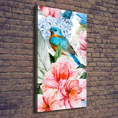 Tableau mural sur toile Fleurs et oiseaux