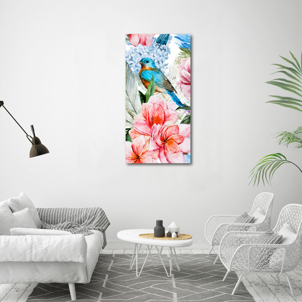 Tableau mural sur toile Fleurs et oiseaux