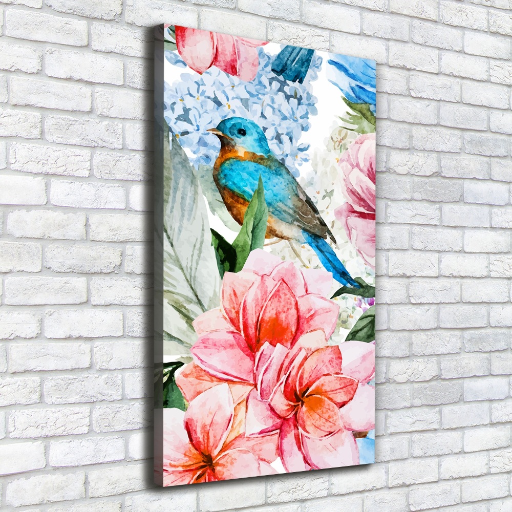 Tableau mural sur toile Fleurs et oiseaux