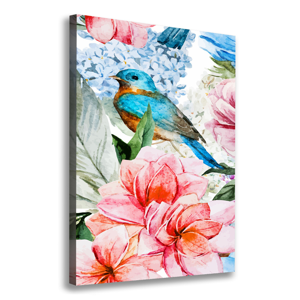 Tableau mural sur toile Fleurs et oiseaux