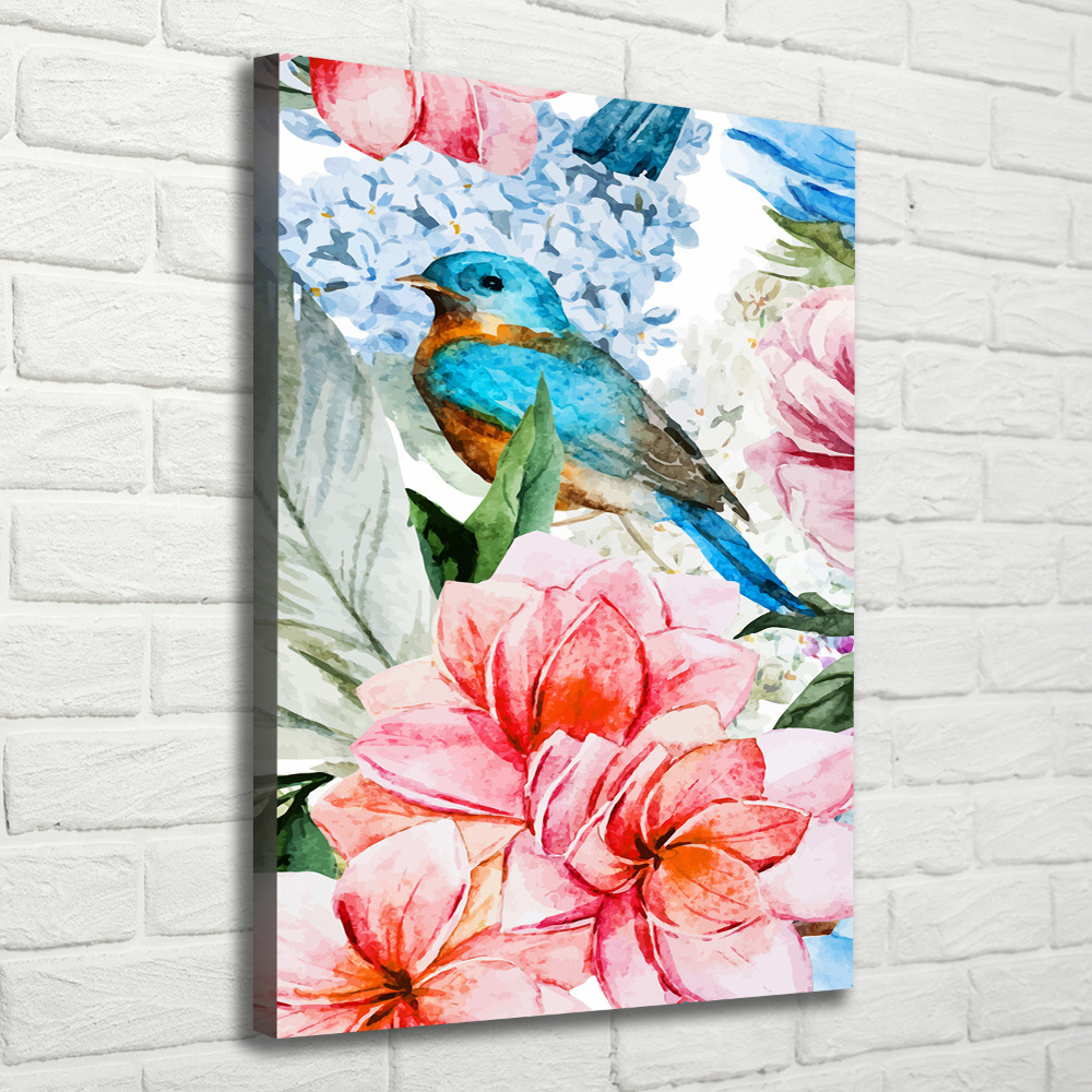 Tableau mural sur toile Fleurs et oiseaux