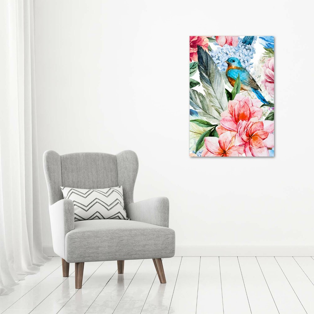 Tableau mural sur toile Fleurs et oiseaux