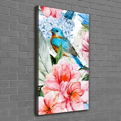 Tableau mural sur toile Fleurs et oiseaux