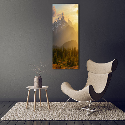 Tableau sur toile Coucher de soleil en montagne