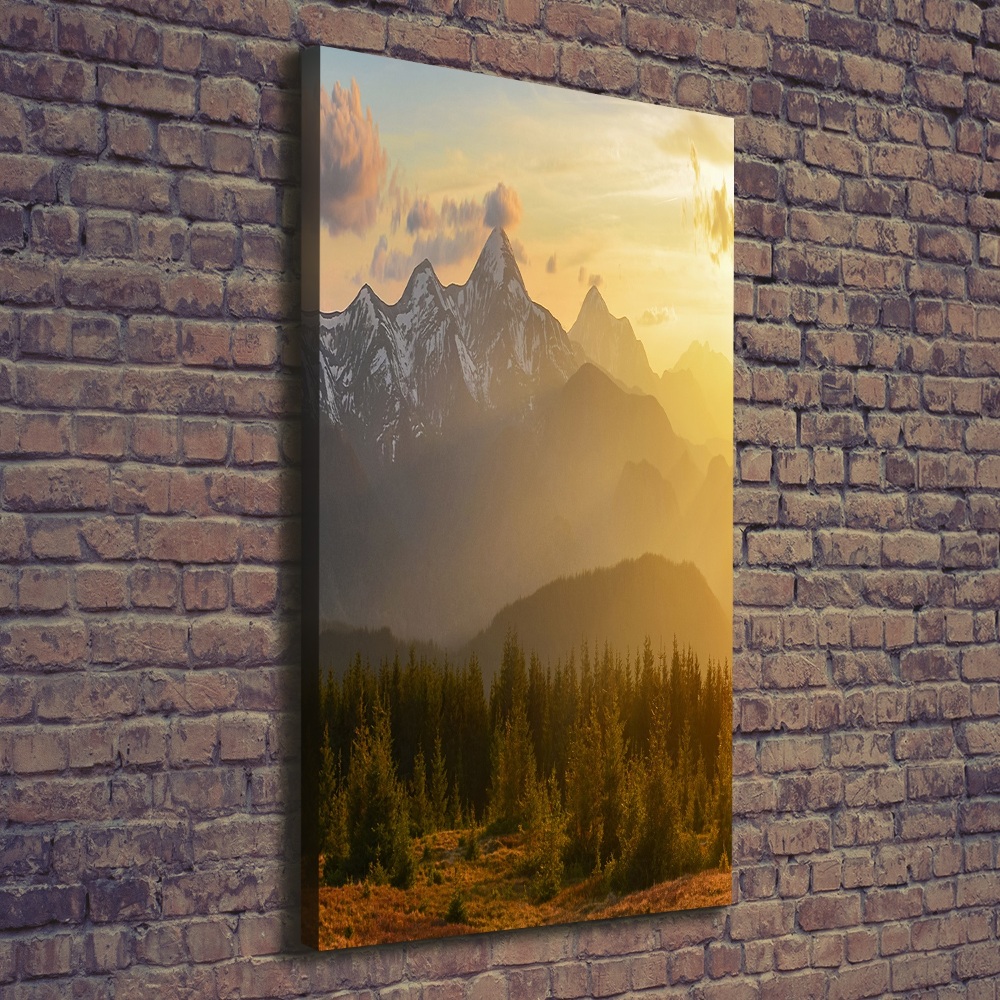 Tableau sur toile Coucher de soleil en montagne