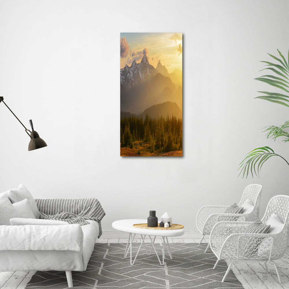 Tableau sur toile Coucher de soleil en montagne