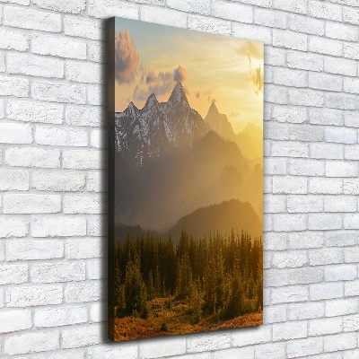 Tableau sur toile Coucher de soleil en montagne