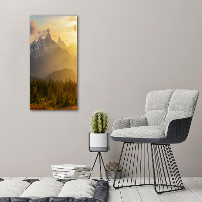 Tableau sur toile Coucher de soleil en montagne