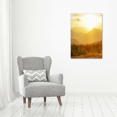 Tableau sur toile Coucher de soleil en montagne