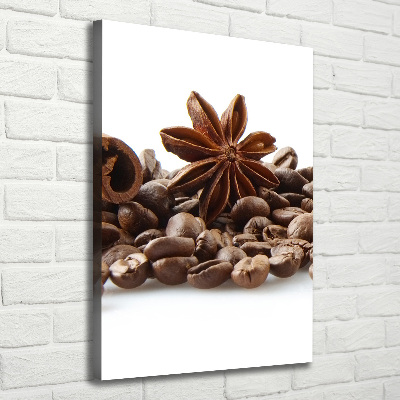 Tableau imprimé sur toile Grains de café cannelle