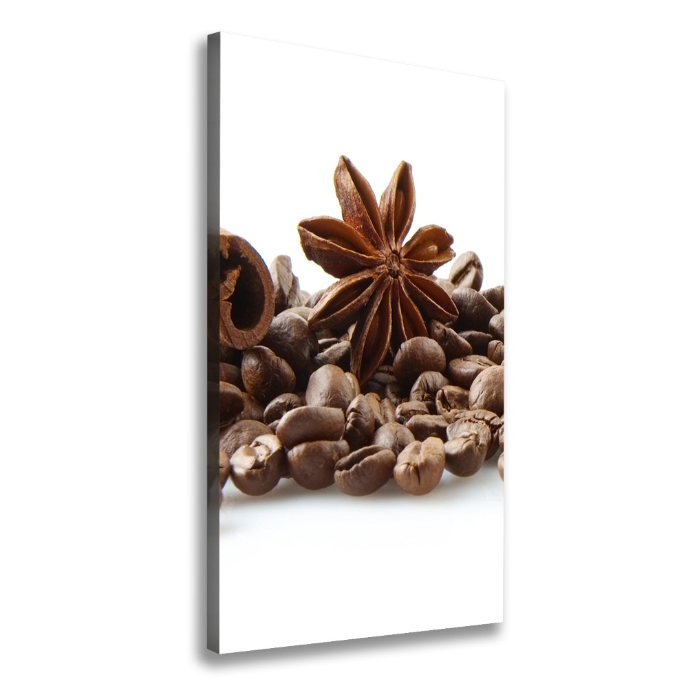 Tableau imprimé sur toile Grains de café cannelle