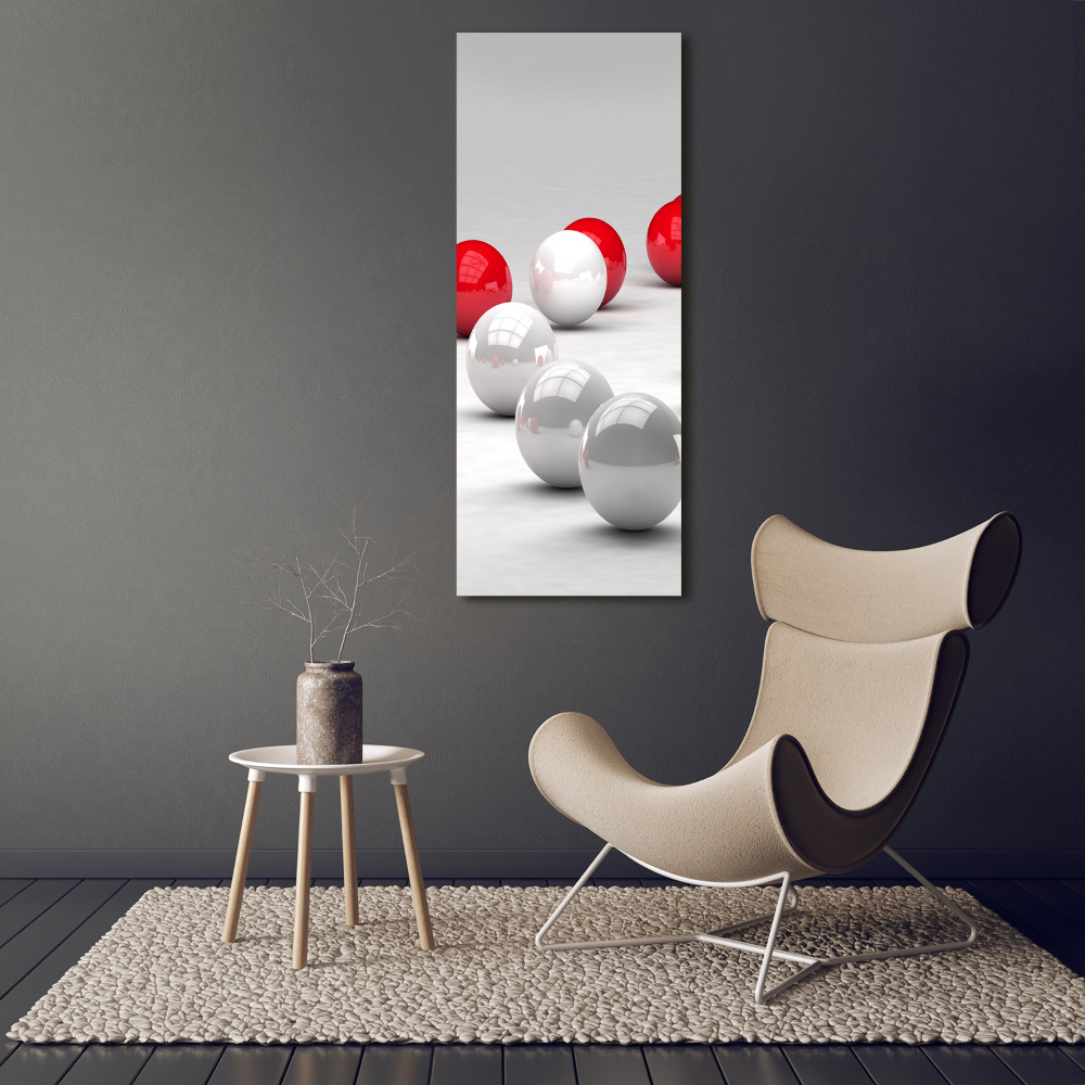 Tableau sur toile Boules rouges et blanches