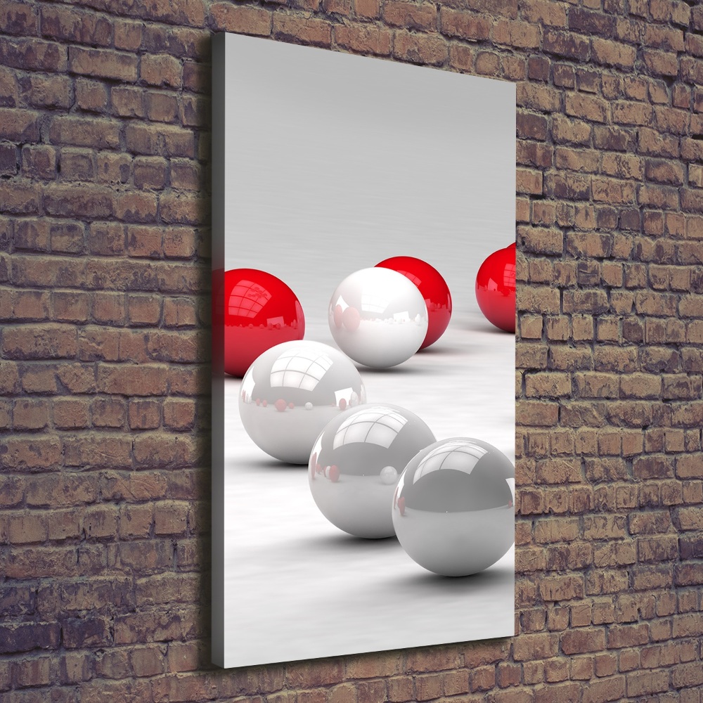 Tableau sur toile Boules rouges et blanches